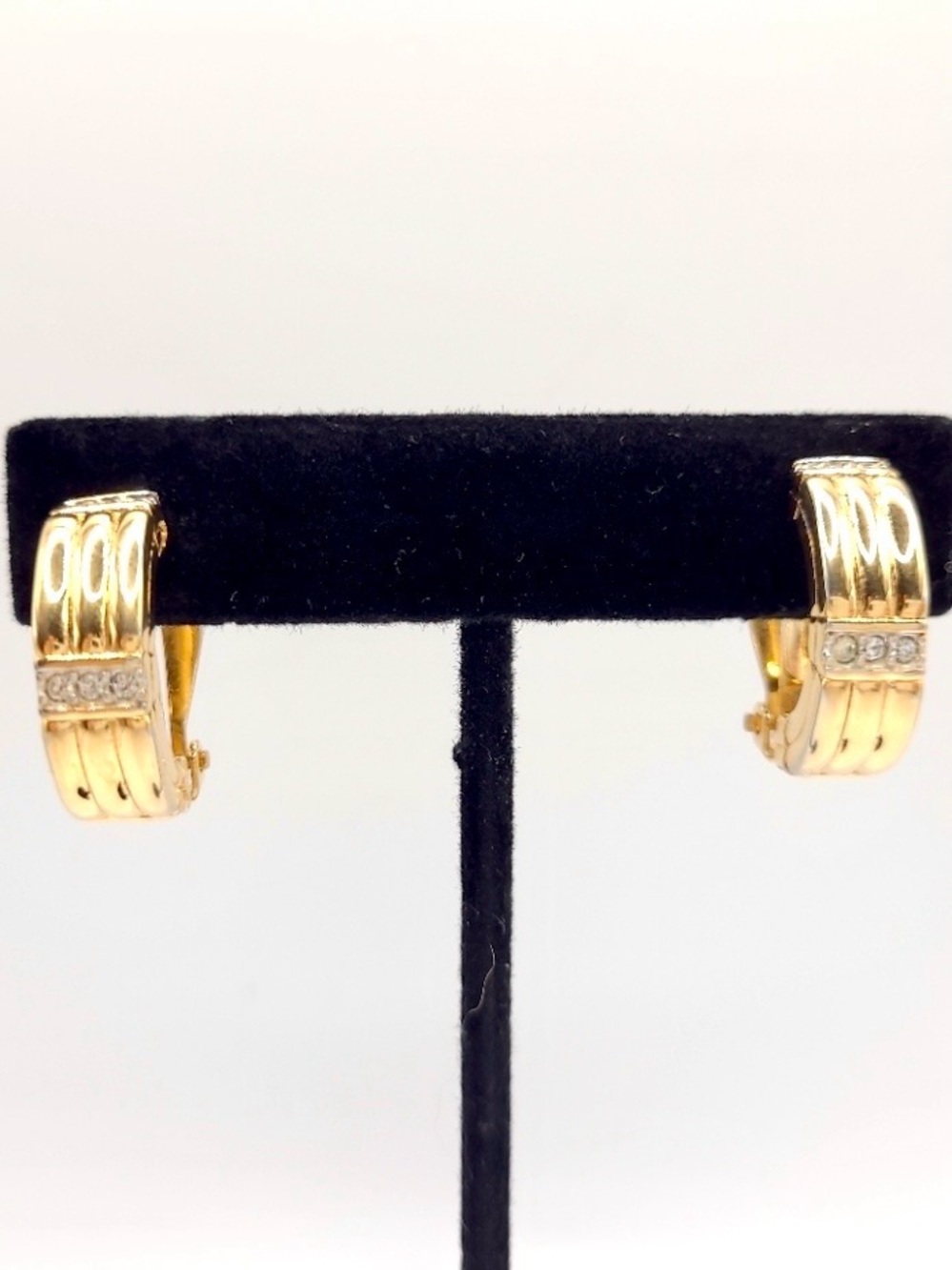 Vintage Nina Ricci Gold Tone Half Hoop Clip-On Earrings
